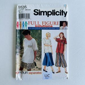 Simplicity 9535 Mary Duffy Shirt Skirt EASY SEWING Pattern 2 Hour PLUS Sz 18-24